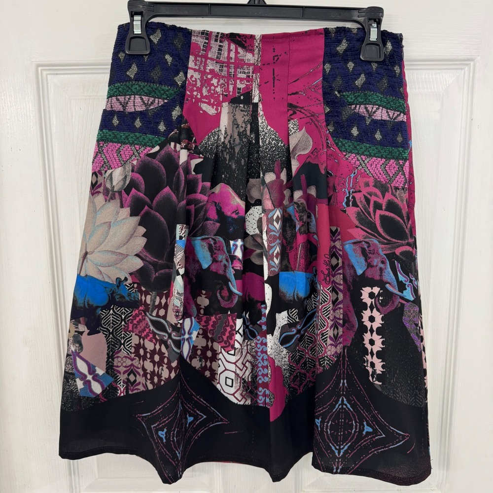 NWT Save The Queen! Made in Italy Mixed Print Elephant Floral Skirt S Maximalist